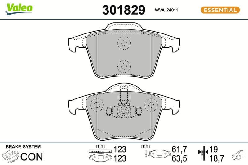 set placute frana,frana disc VALEO ESSENTIAL 301829