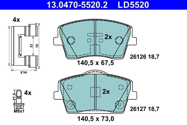set placute frana,frana disc ATE Ceramic 13.0470-5520.2