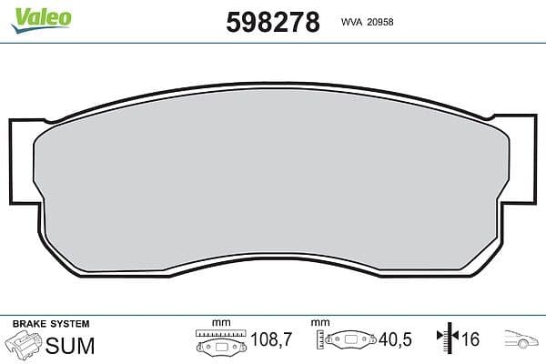 set placute frana,frana disc VALEO 598278