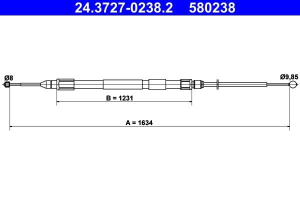 Cablu, frana de parcare ATE 24.3727-0238.2