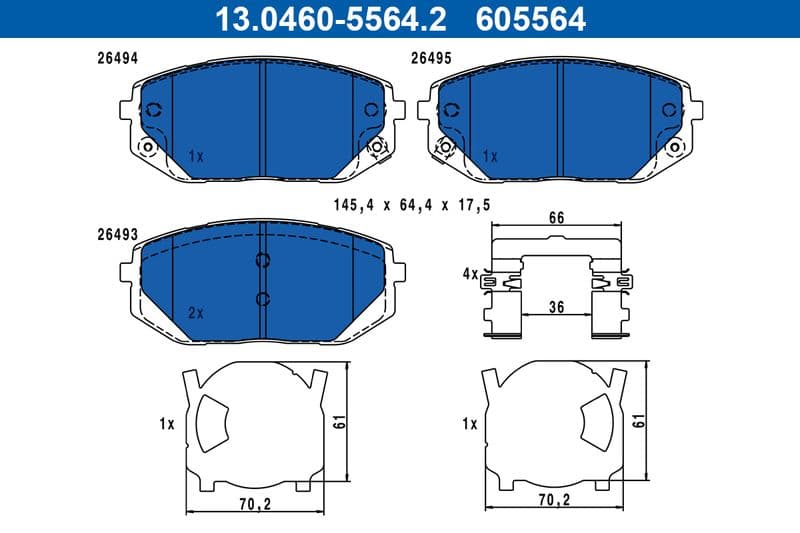 set placute frana,frana disc ATE 13.0460-5564.2