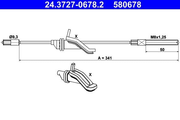 Cablu, frana de parcare ATE 24.3727-0678.2
