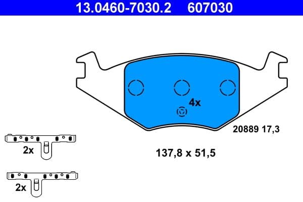 set placute frana,frana disc ATE 13.0460-7030.2