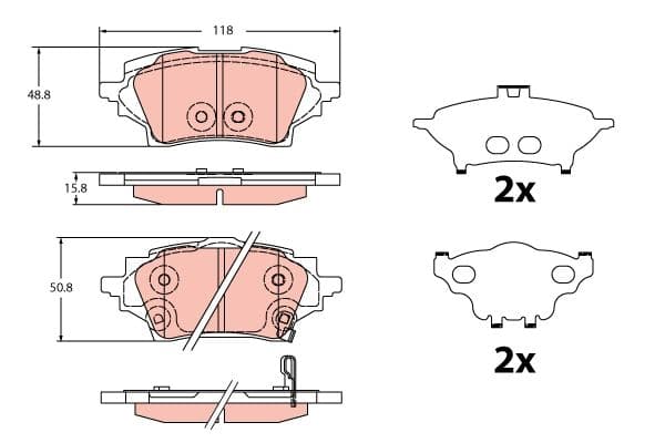 set placute frana,frana disc TRW GDB2344