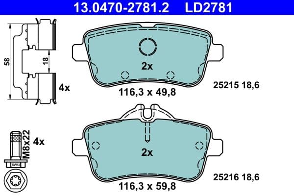 set placute frana,frana disc ATE Ceramic 13.0470-2781.2