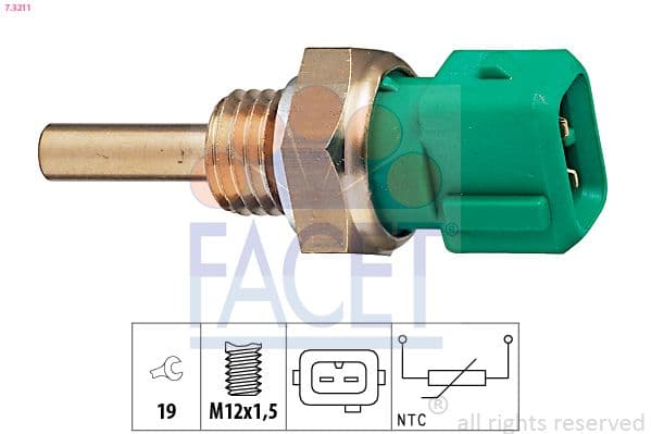 senzor,temperatura lichid de racire FACET Made in Italy - OE Equivalent 7.3211