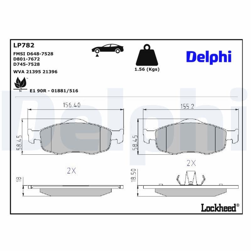 set placute frana,frana disc DELPHI LP782