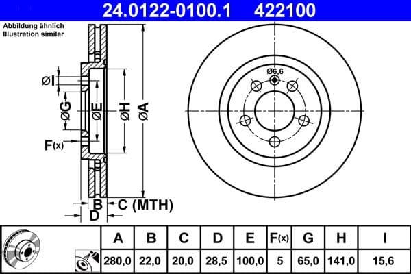 Disc frana ATE 24.0122-0100.1