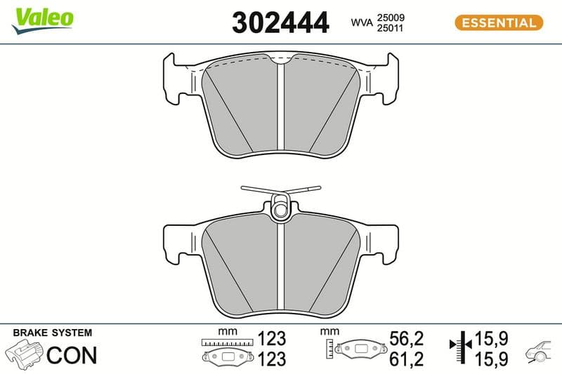 set placute frana,frana disc VALEO ESSENTIAL 302444