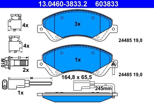 set placute frana,frana disc ATE 13.0460-3833.2