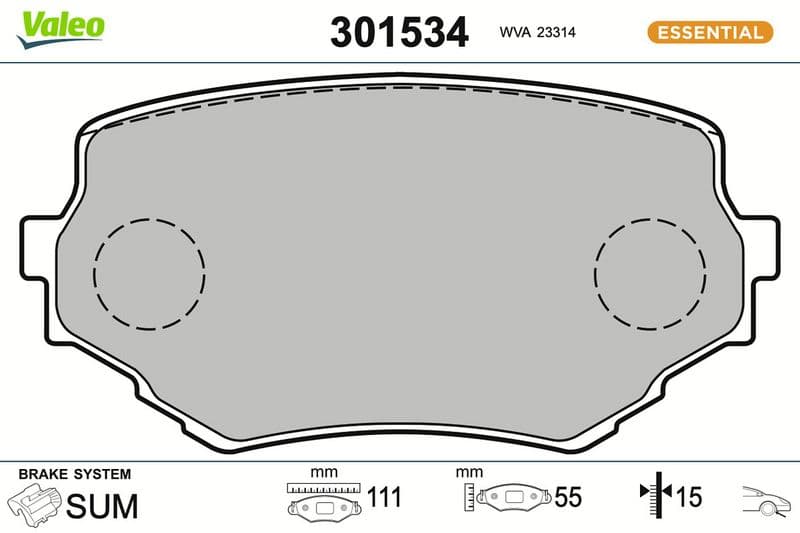 set placute frana,frana disc VALEO ESSENTIAL 301534