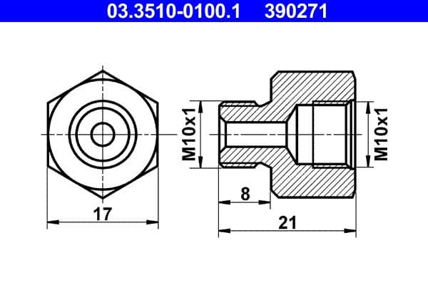 Adaptor, conducte frana ATE 03.3510-0100.1