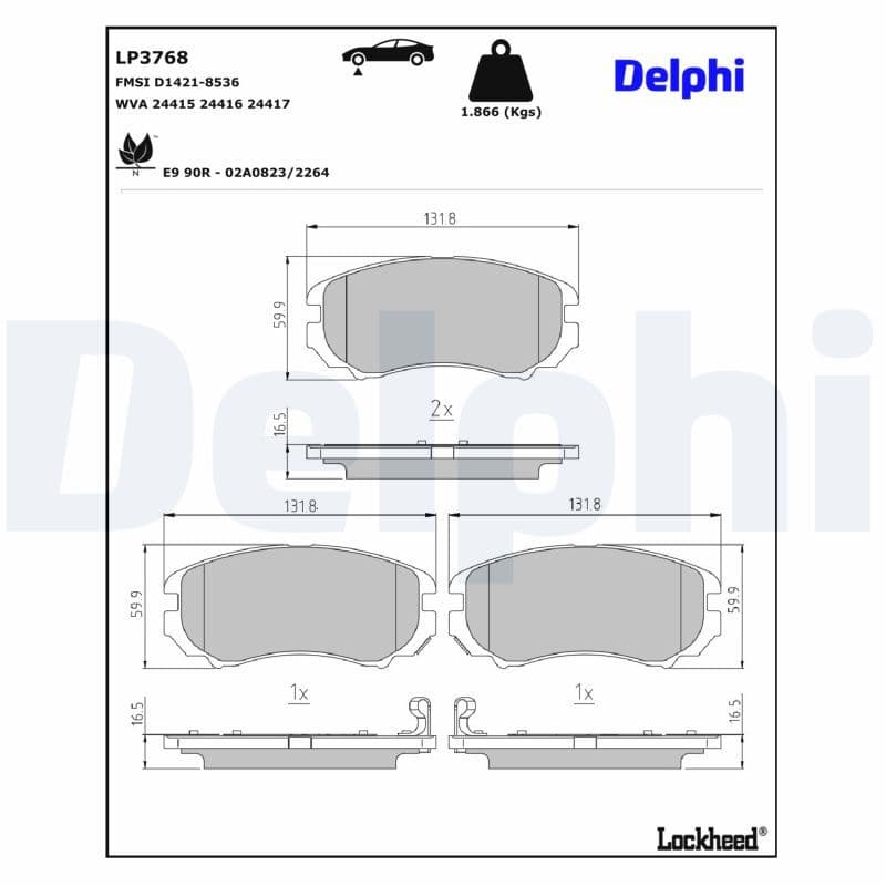 set placute frana,frana disc DELPHI LP3768