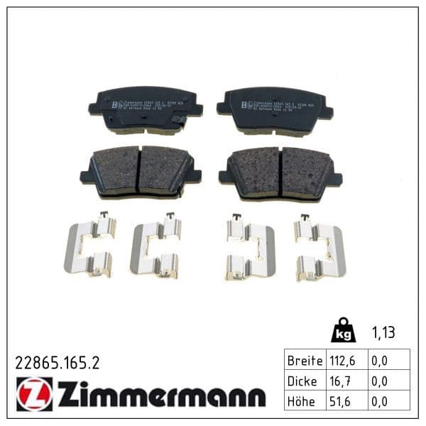 set placute frana,frana disc ZIMMERMANN 22865.165.2