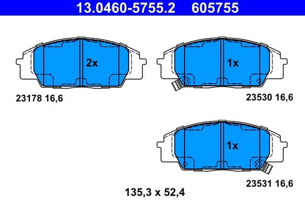 set placute frana,frana disc ATE 13.0460-5755.2