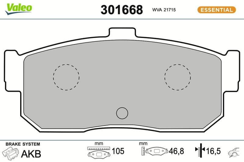 set placute frana,frana disc VALEO ESSENTIAL 301668