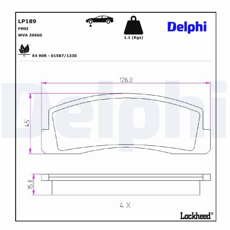 set placute frana,frana disc DELPHI LP189
