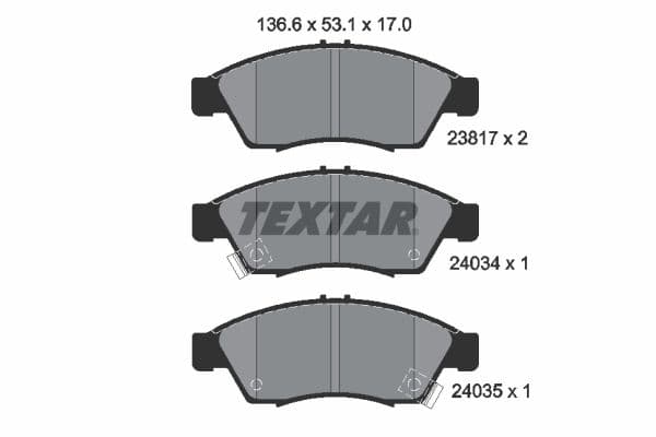 set placute frana,frana disc TEXTAR 2381701