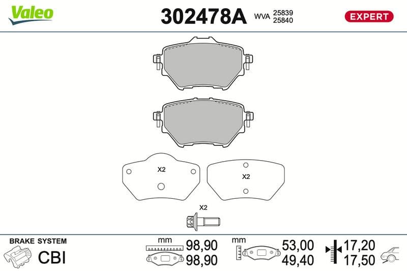 set placute frana,frana disc VALEO 302478A