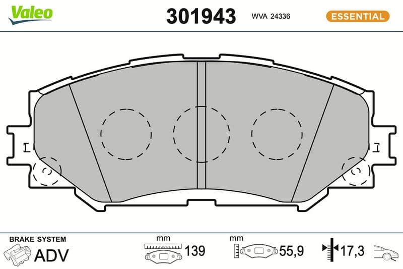 set placute frana,frana disc VALEO ESSENTIAL 301943
