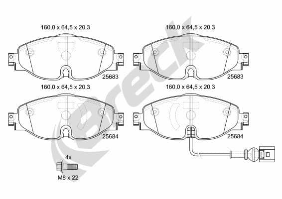 set placute frana,frana disc BRECK 25683 00 701 00