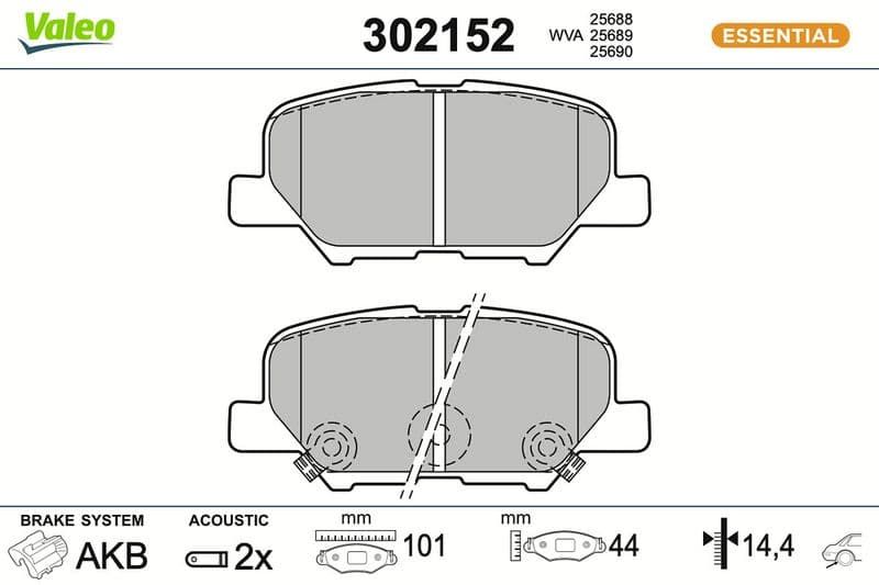 set placute frana,frana disc VALEO ESSENTIAL 302152