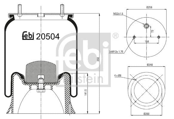 Burduf, suspensie pneumatica FEBI BILSTEIN 20504