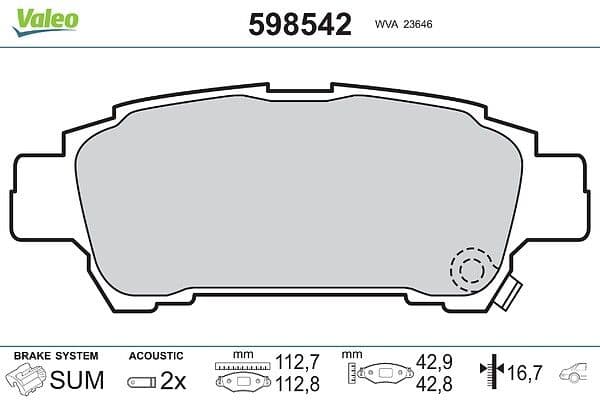 set placute frana,frana disc VALEO 598542