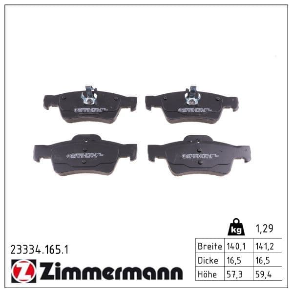 set placute frana,frana disc ZIMMERMANN 23334.165.1