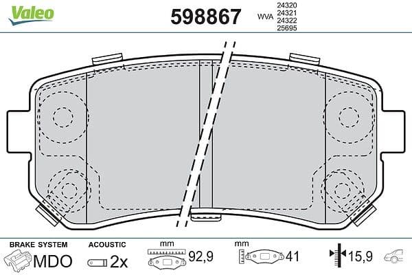 set placute frana,frana disc VALEO 598867