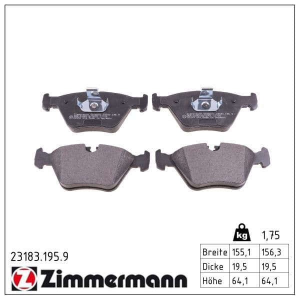 set placute frana,frana disc ZIMMERMANN pb:z 23183.195.9