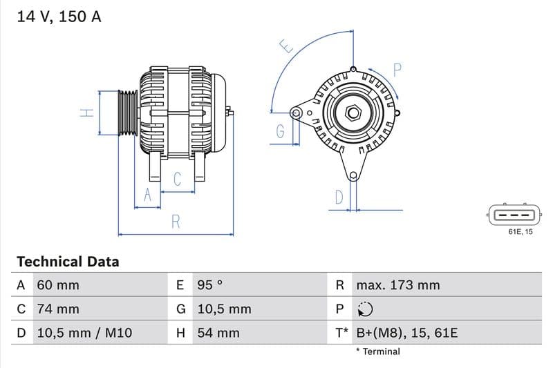 Generator / Alternator BOSCH 0 986 045 031
