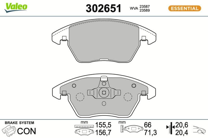 set placute frana,frana disc VALEO ESSENTIAL 302651