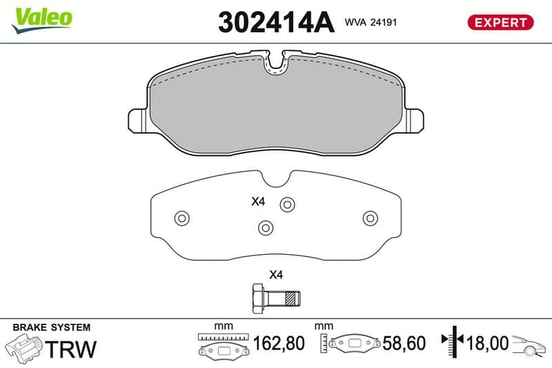 set placute frana,frana disc VALEO 302414A