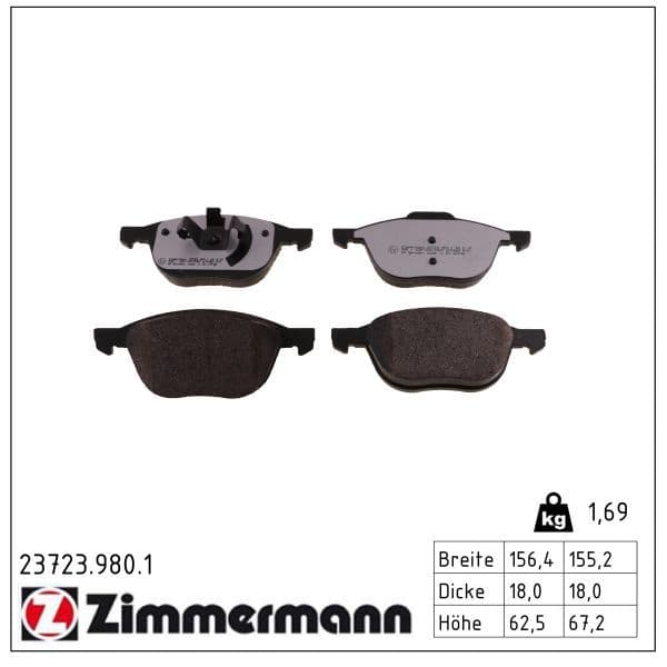set placute frana,frana disc ZIMMERMANN rd:z 23723.980.1