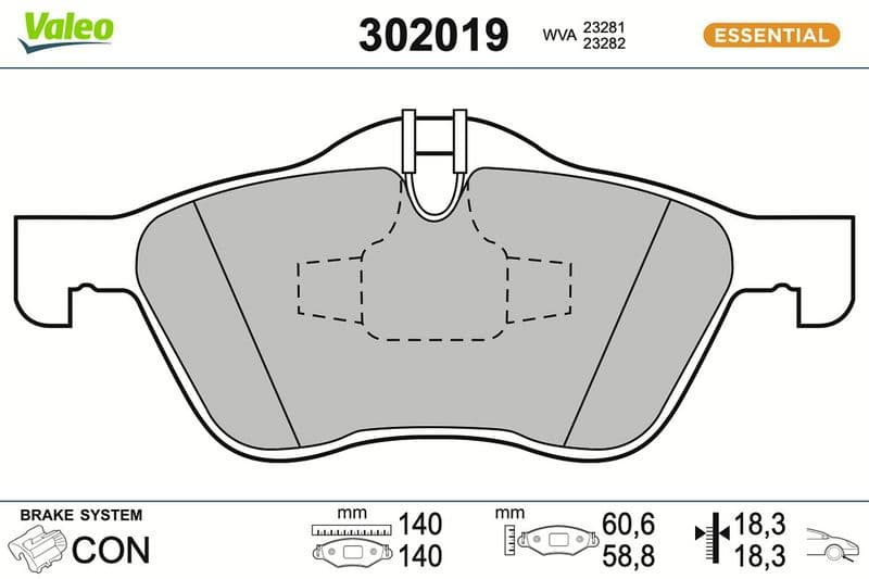 set placute frana,frana disc VALEO ESSENTIAL 302019
