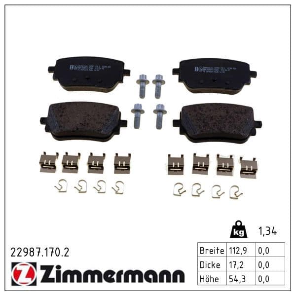 set placute frana,frana disc ZIMMERMANN 22987.170.2