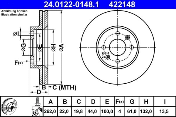 Disc frana ATE 24.0122-0148.1