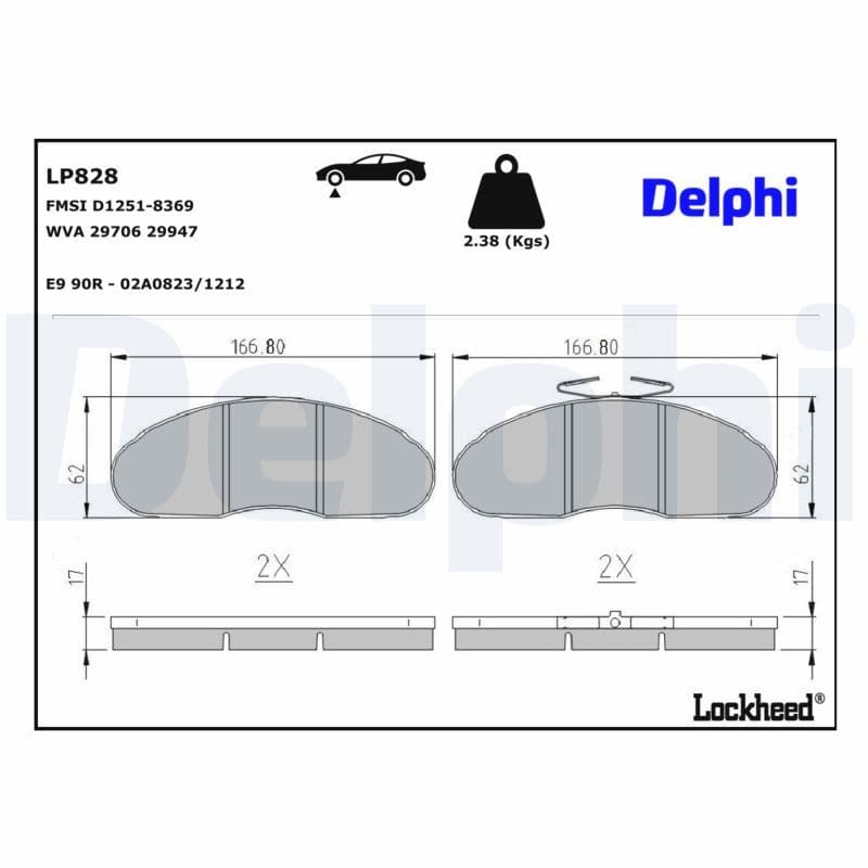 set placute frana,frana disc DELPHI LP828
