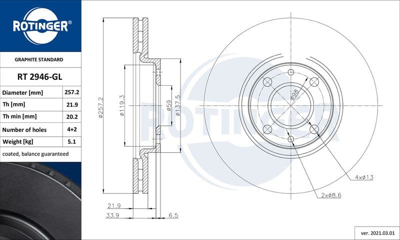 Disc frana ROTINGER GRAPHITE LINE RT 2946-GL