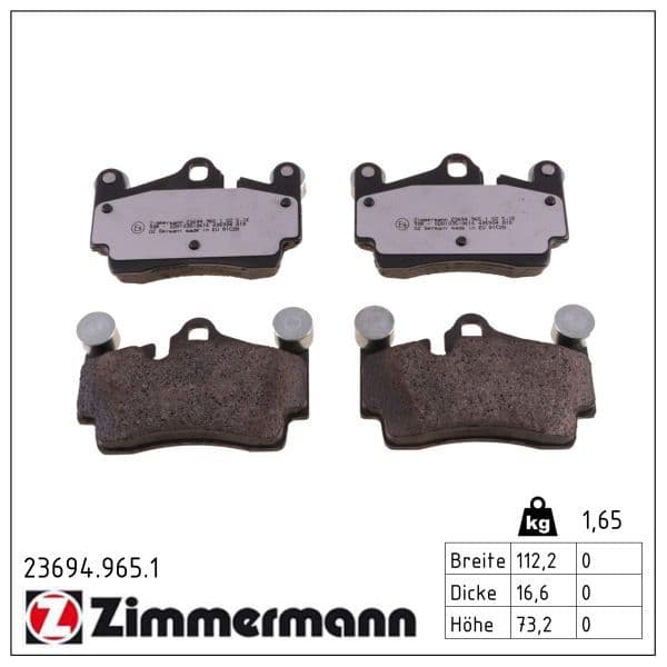 set placute frana,frana disc ZIMMERMANN rd:z 23694.965.1