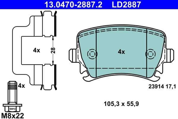 set placute frana,frana disc ATE Ceramic 13.0470-2887.2
