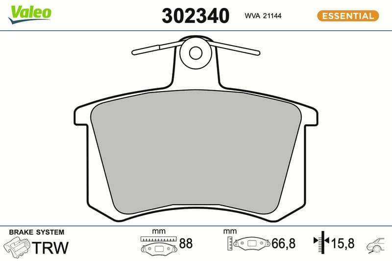 set placute frana,frana disc VALEO ESSENTIAL 302340