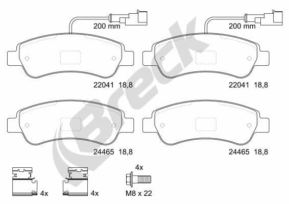 set placute frana,frana disc BRECK 24465 00 703 10