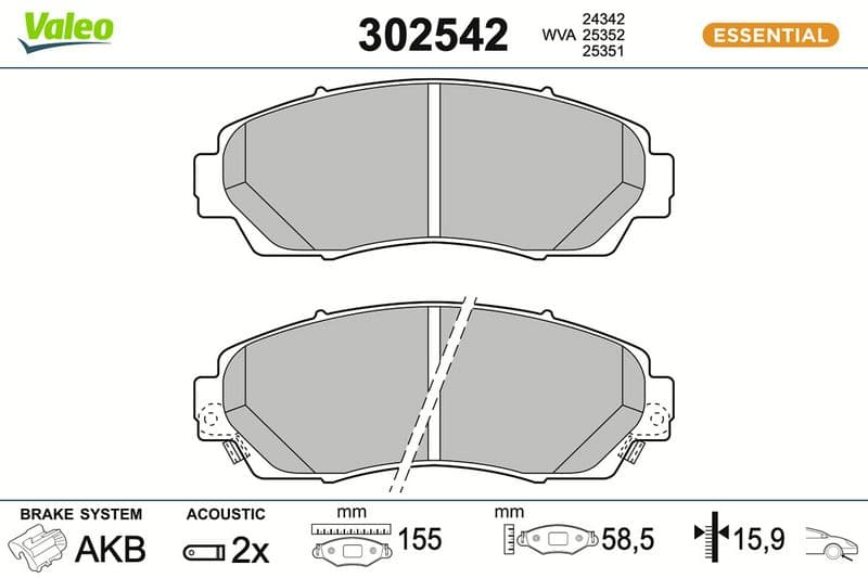 set placute frana,frana disc VALEO 302542