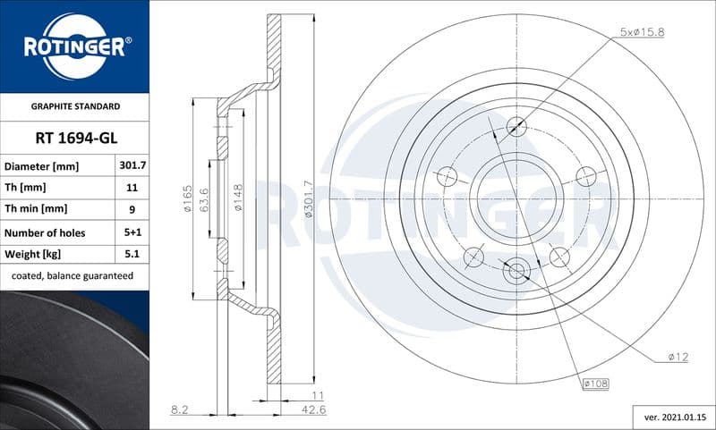 Disc frana ROTINGER GRAPHITE LINE RT 1694-GL