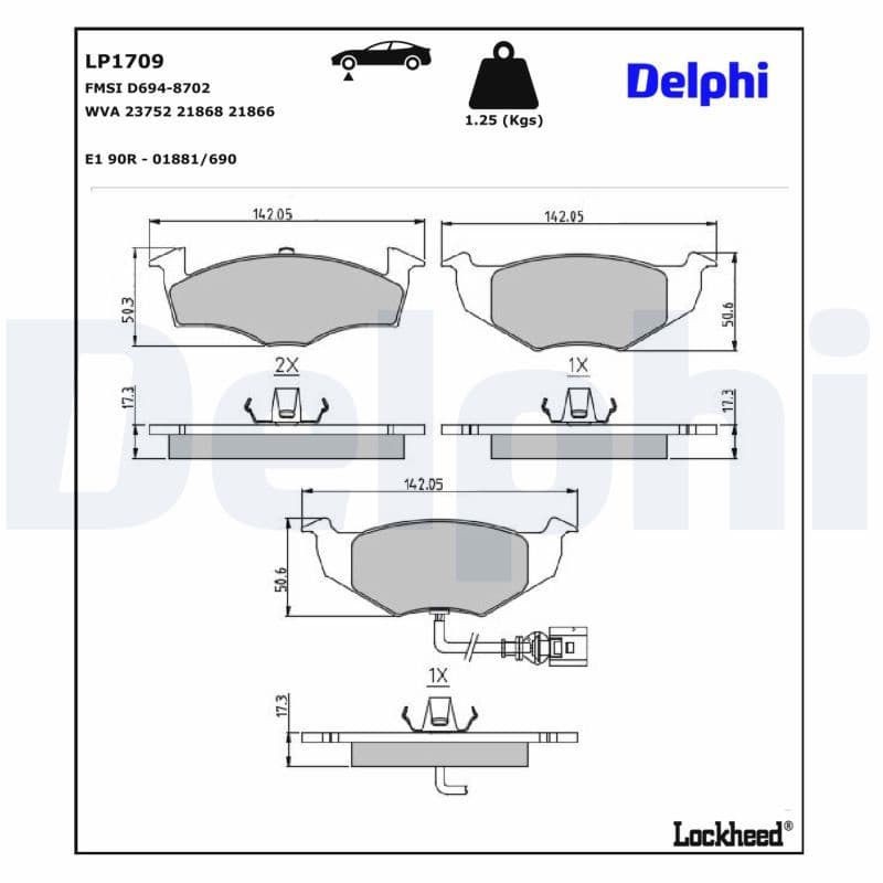 set placute frana,frana disc DELPHI LP1709