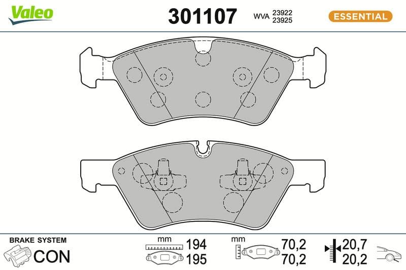 set placute frana,frana disc VALEO ESSENTIAL 301107