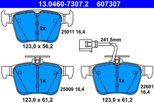 set placute frana,frana disc ATE 13.0460-7307.2