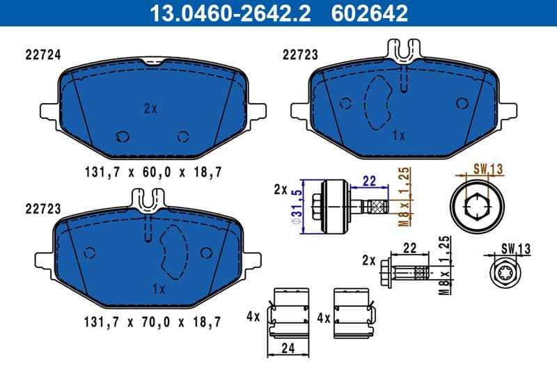 set placute frana,frana disc ATE 13.0460-2642.2